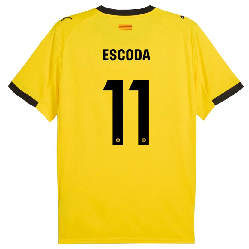 Danxen Mujer Camiseta David Escoda #11 Amarillo Negro 2ª Equipación 2025/26 La Camisa México
