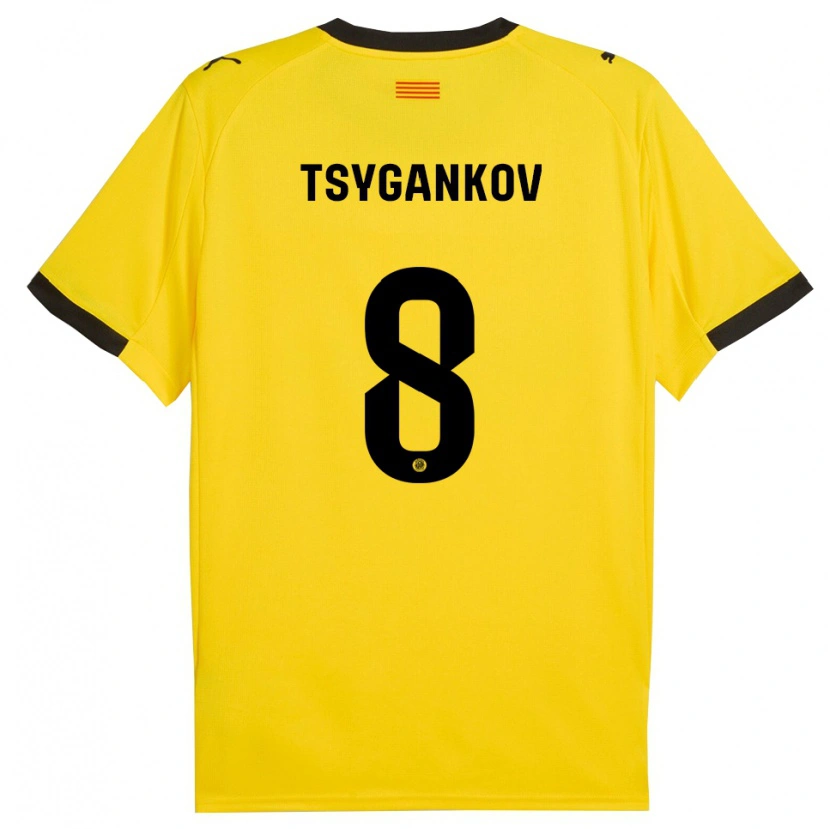 Danxen Mujer Camiseta Viktor Tsygankov #8 Amarillo Negro 2ª Equipación 2025/26 La Camisa México
