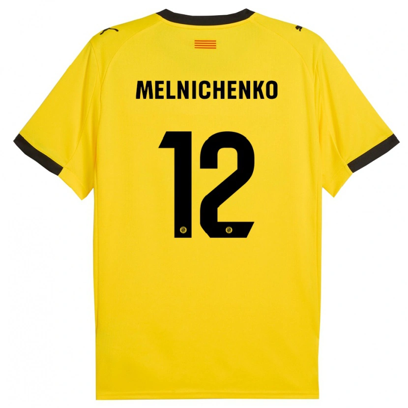 Danxen Mujer Camiseta Dmytro Melnichenko #12 Amarillo Negro 2ª Equipación 2025/26 La Camisa México