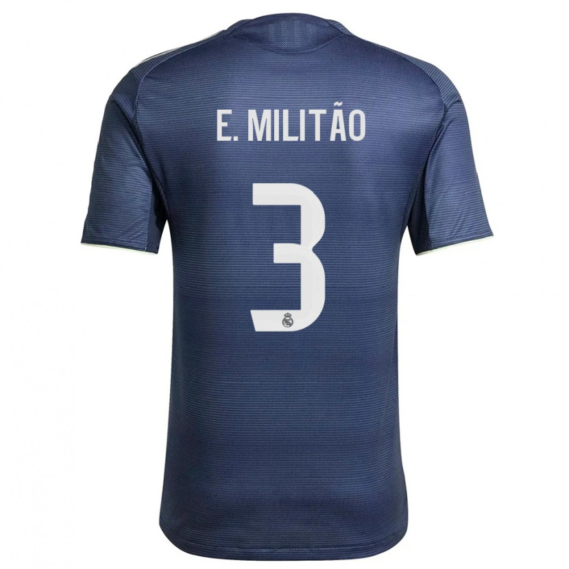 Danxen Mujer Camiseta Éder Militão #3 Azul Marino Plata 2ª Equipación 2025/26 La Camisa México