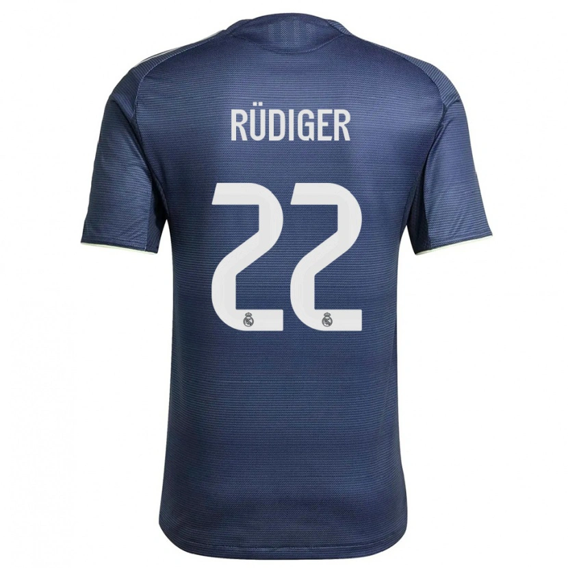 Danxen Mujer Camiseta Antonio Rüdiger #22 Azul Marino Plata 2ª Equipación 2025/26 La Camisa México