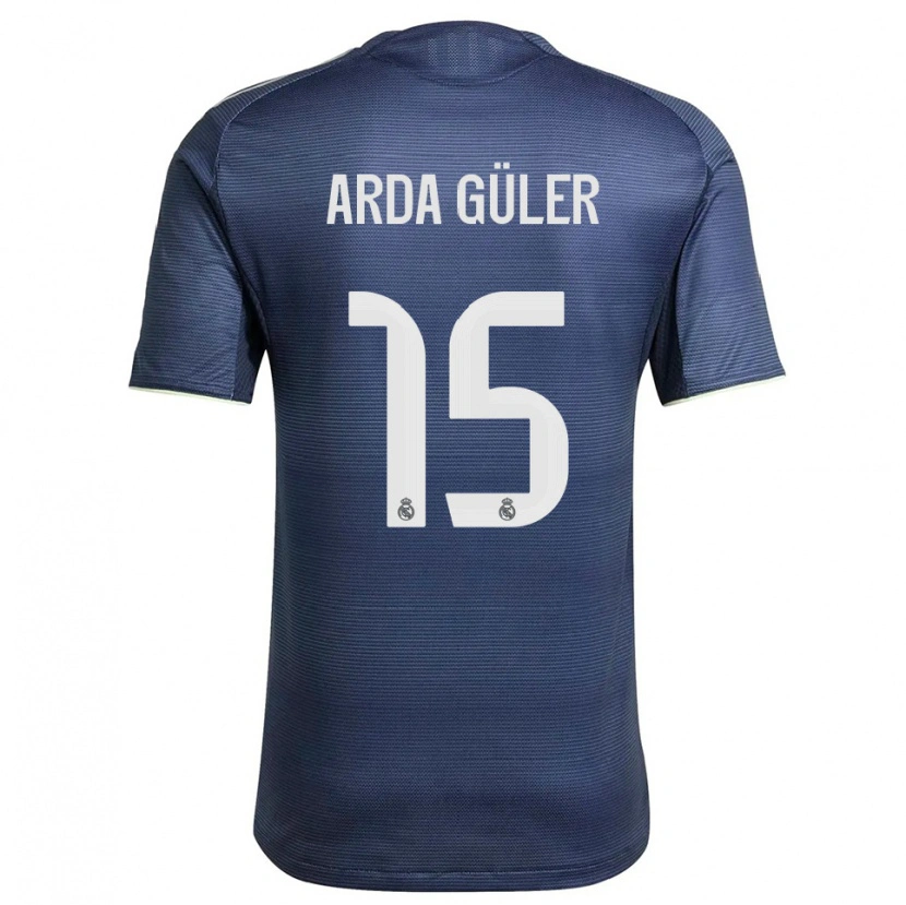 Danxen Mujer Camiseta Arda Güler #15 Azul Marino Plata 2ª Equipación 2025/26 La Camisa México