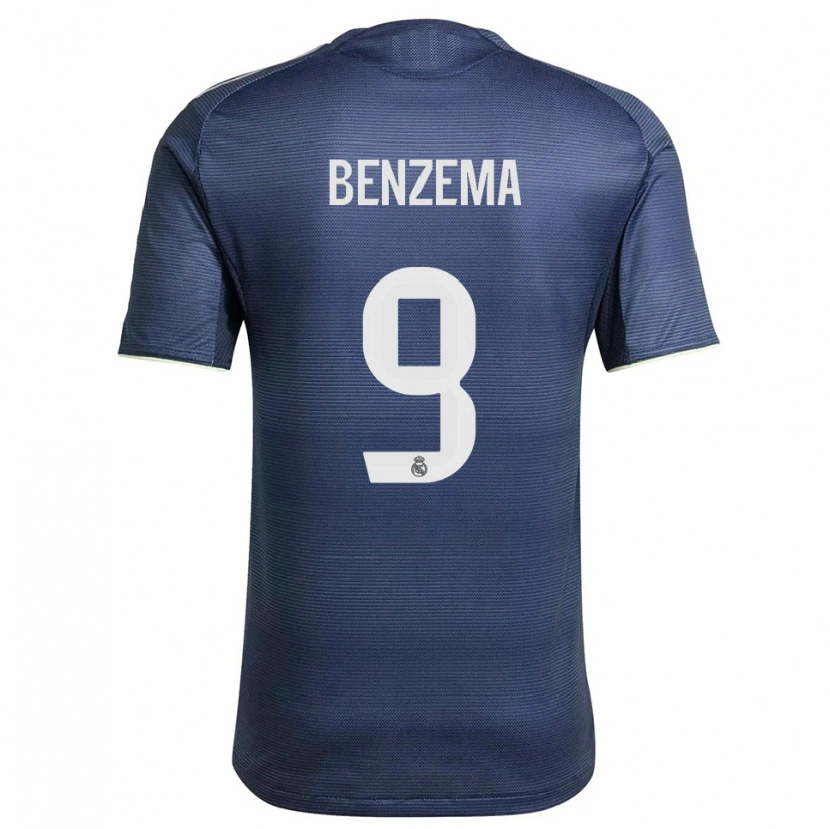 Danxen Mujer Camiseta Karim Benzema #9 Azul Marino Plata 2ª Equipación 2025/26 La Camisa México