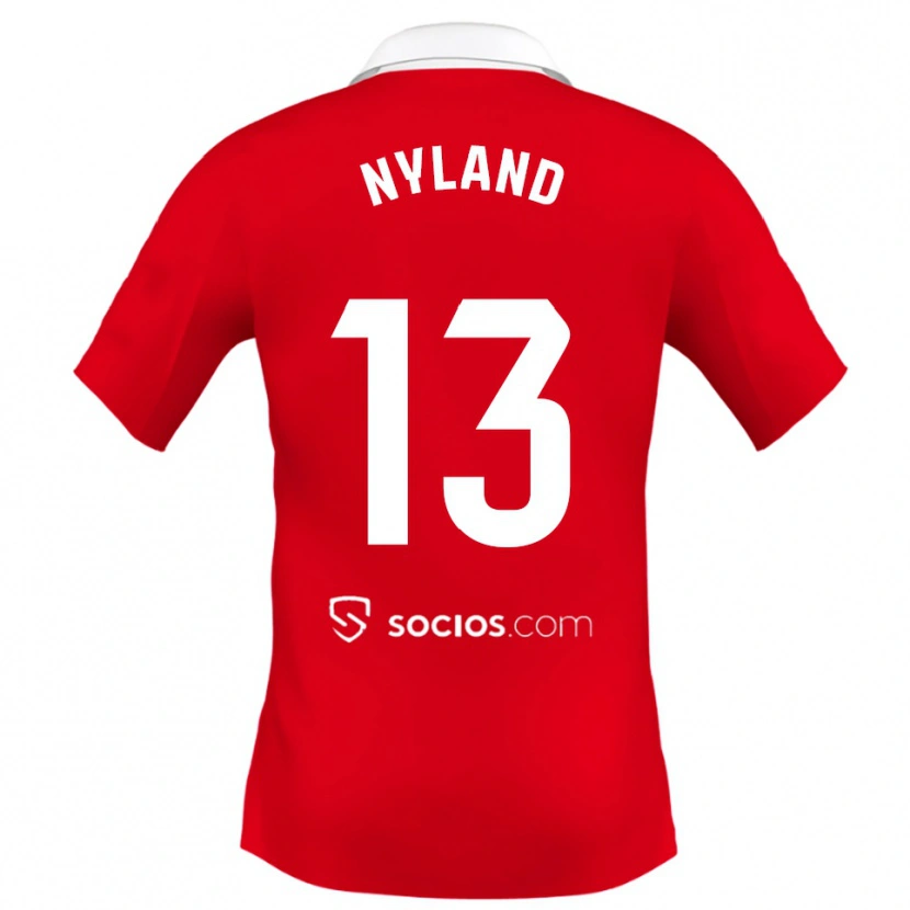 Danxen Mujer Camiseta Ørjan Nyland #13 Rojo Blanco Gris 2ª Equipación 2025/26 La Camisa México