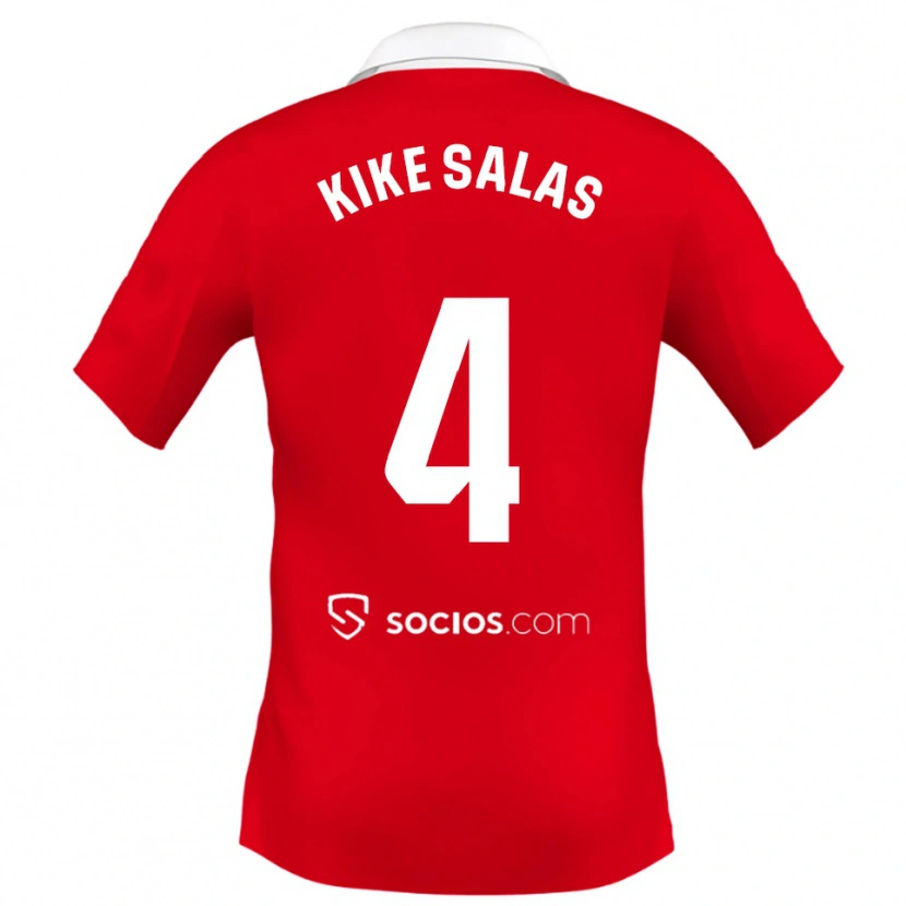 Danxen Mujer Camiseta Kike Salas #4 Rojo Blanco Gris 2ª Equipación 2025/26 La Camisa México