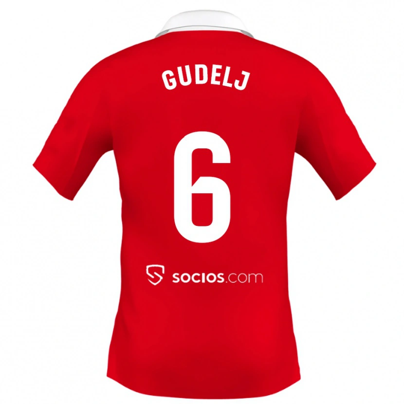 Danxen Mujer Camiseta Nemanja Gudelj #6 Rojo Blanco Gris 2ª Equipación 2025/26 La Camisa México
