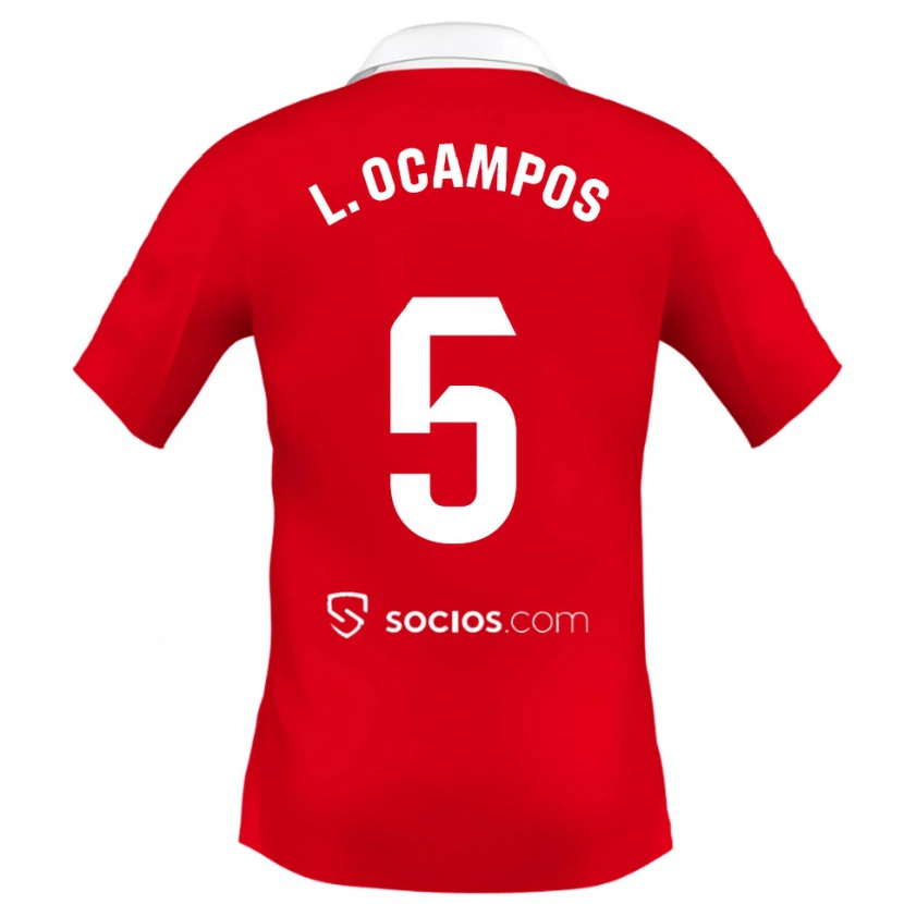 Danxen Mujer Camiseta Lucas Ocampos #5 Rojo Blanco Gris 2ª Equipación 2025/26 La Camisa México