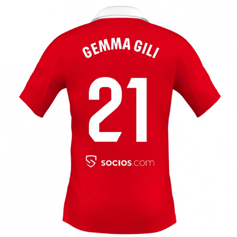 Danxen Mujer Camiseta Gemma Gili Giner #21 Rojo Blanco Gris 2ª Equipación 2025/26 La Camisa México