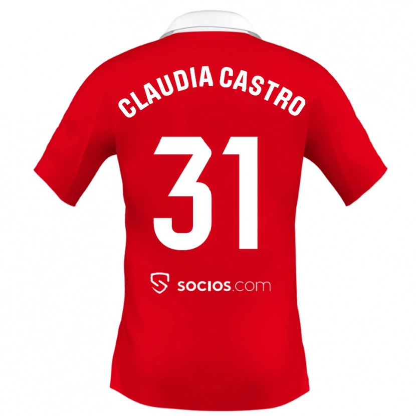 Danxen Mujer Camiseta Claudia Castro Romero #31 Rojo Blanco Gris 2ª Equipación 2025/26 La Camisa México