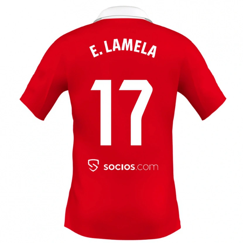Danxen Mujer Camiseta Erik Lamela #17 Rojo Blanco Gris 2ª Equipación 2025/26 La Camisa México