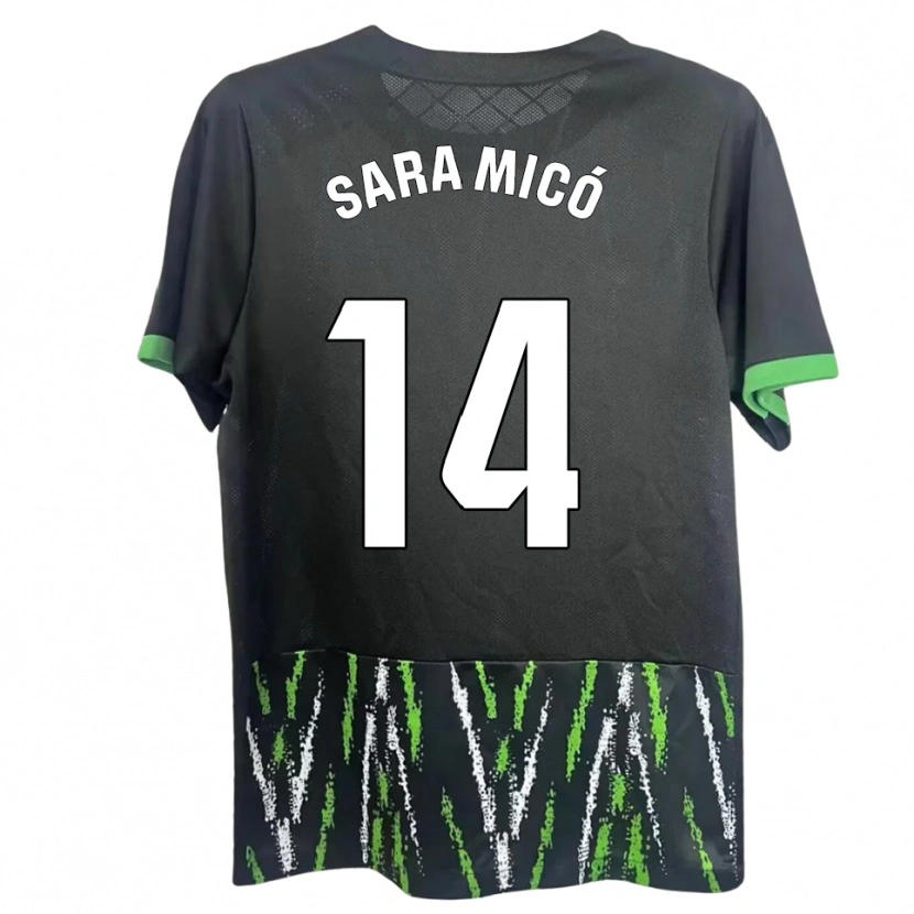 Danxen Mujer Camiseta Sara Micó Soler #14 Negro Verde 2ª Equipación 2025/26 La Camisa México