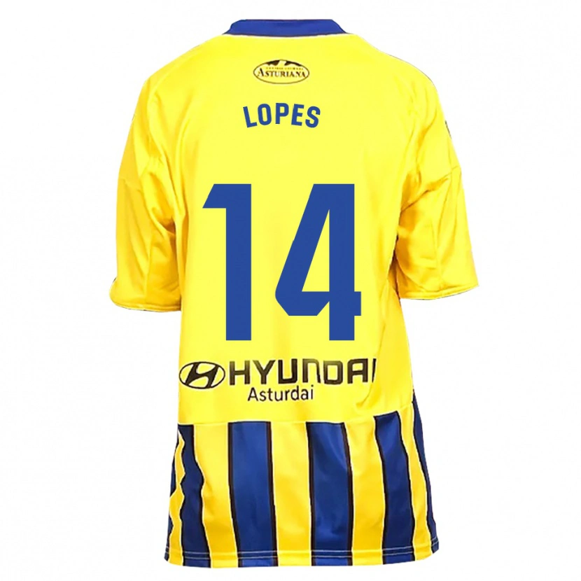 Danxen Mujer Camiseta Adrián Lopes #14 Amarillo Azul 2ª Equipación 2025/26 La Camisa México