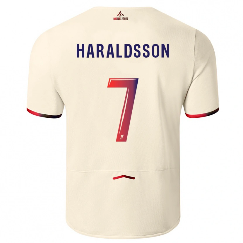 Danxen Mujer Camiseta Hákon Arnar Haraldsson #7 Blanquecino Rojo 2ª Equipación 2025/26 La Camisa México