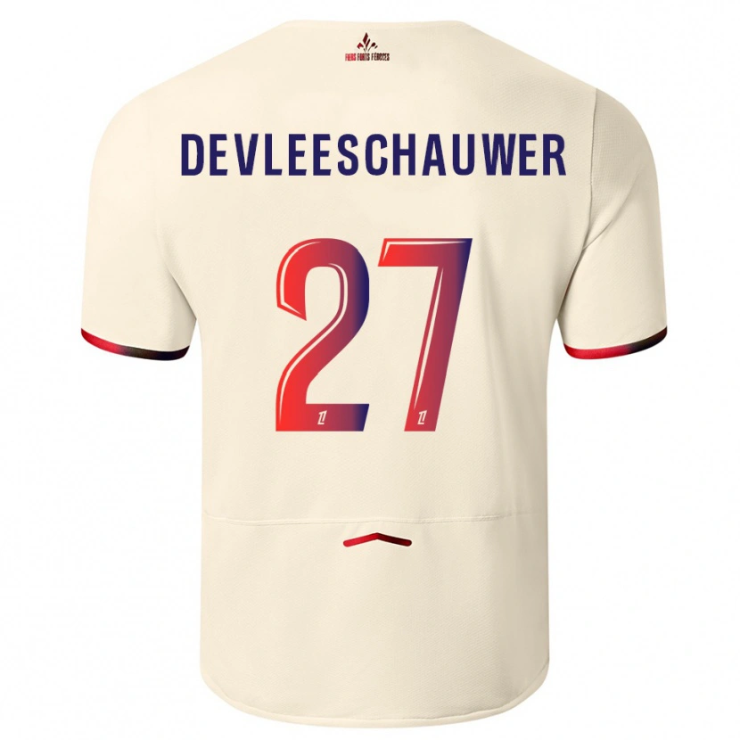 Danxen Mujer Camiseta Gwenaëlle Devleeschauwer #27 Blanquecino Rojo 2ª Equipación 2025/26 La Camisa México