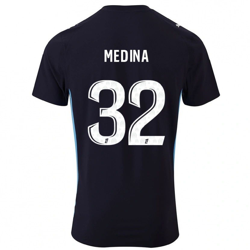 Danxen Mujer Camiseta Facundo Medina #32 Negro Celeste 2ª Equipación 2025/26 La Camisa México