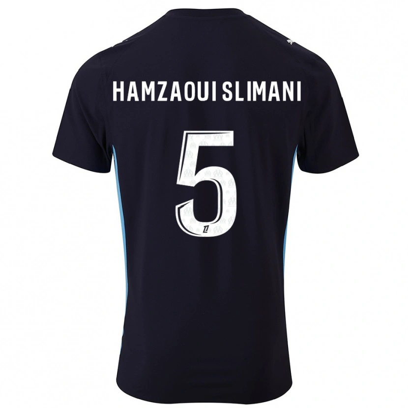 Danxen Mujer Camiseta Hilan Hamzaoui Slimani #5 Negro Celeste 2ª Equipación 2025/26 La Camisa México