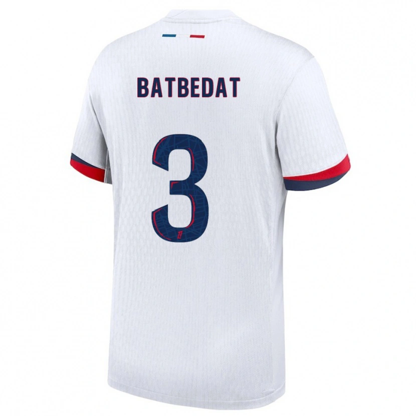 Danxen Mujer Camiseta Lucas Batbedat #3 Blanco Rojo 2ª Equipación 2025/26 La Camisa México