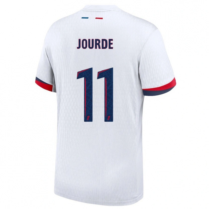 Danxen Mujer Camiseta Florianne Jourde #11 Blanco Rojo 2ª Equipación 2025/26 La Camisa México