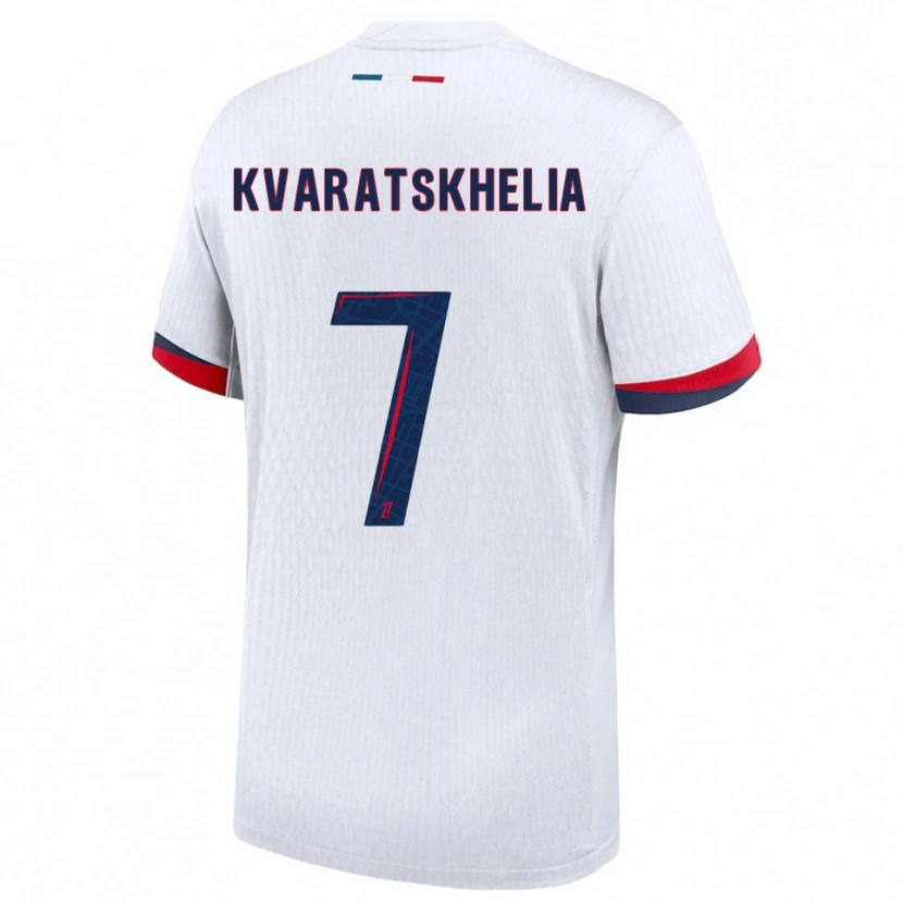 Danxen Mujer Camiseta Khvicha Kvaratskhelia #7 Blanco Rojo 2ª Equipación 2025/26 La Camisa México