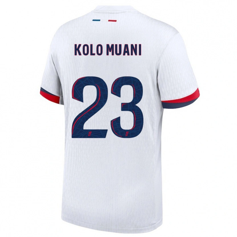 Danxen Mujer Camiseta Randal Kolo Muani #23 Blanco Rojo 2ª Equipación 2025/26 La Camisa México