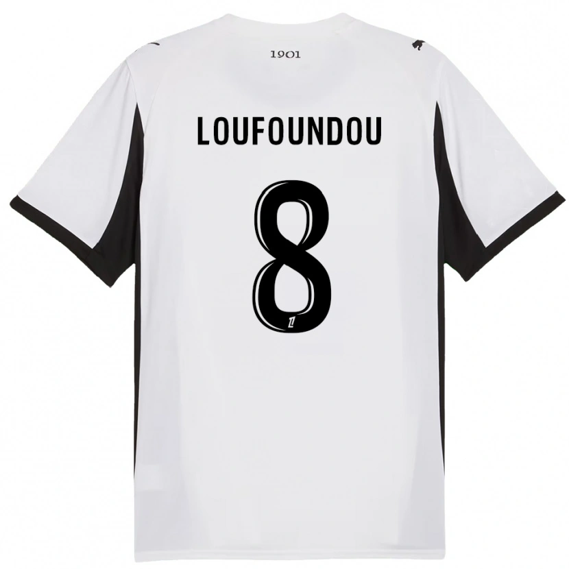 Danxen Mujer Camiseta Noah Loufoundou #8 Blanco Negro 2ª Equipación 2025/26 La Camisa México