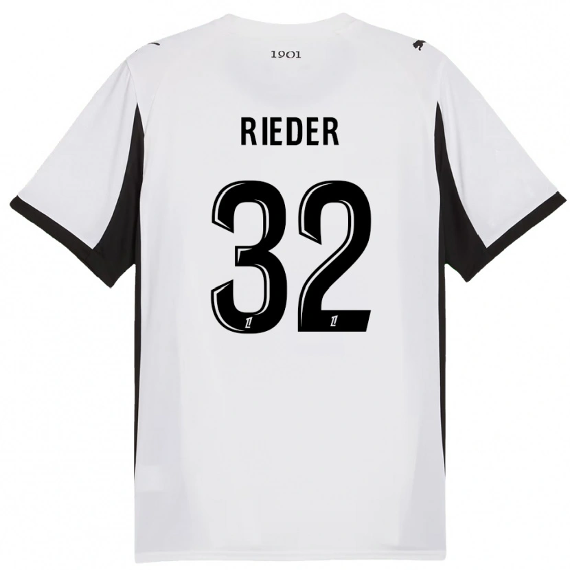 Danxen Mujer Camiseta Fabian Rieder #32 Blanco Negro 2ª Equipación 2025/26 La Camisa México