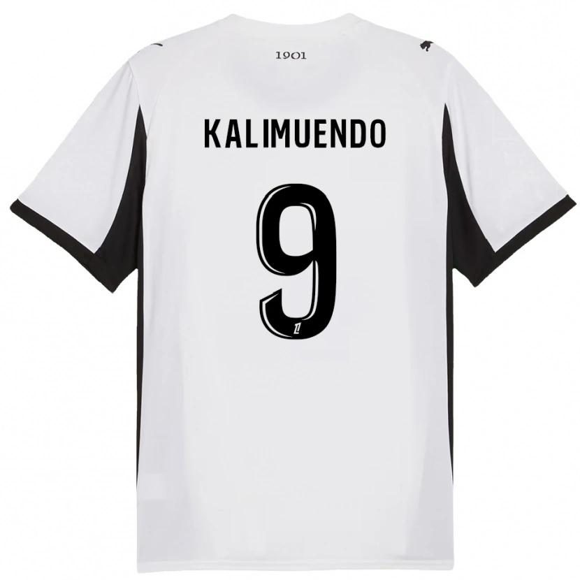 Danxen Mujer Camiseta Arnaud Kalimuendo #9 Blanco Negro 2ª Equipación 2025/26 La Camisa México