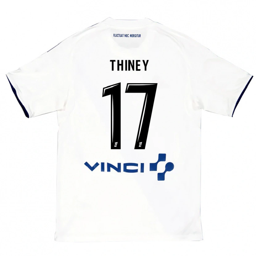 Danxen Mujer Camiseta Gaëtane Thiney #17 Blanco Azul 2ª Equipación 2025/26 La Camisa México