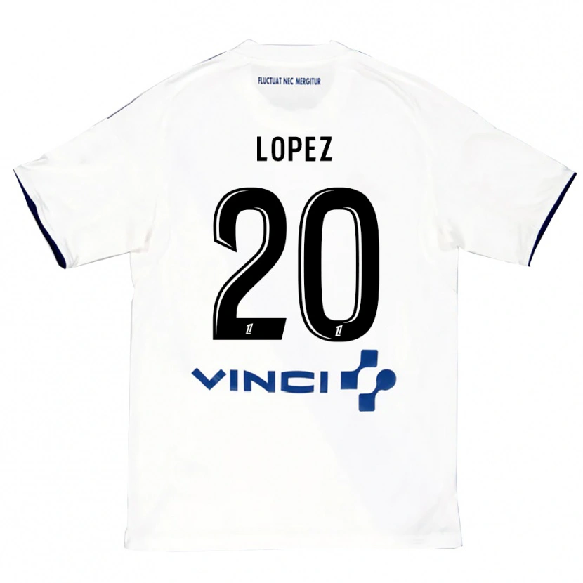 Danxen Mujer Camiseta Julien Lopez #20 Blanco Azul 2ª Equipación 2025/26 La Camisa México