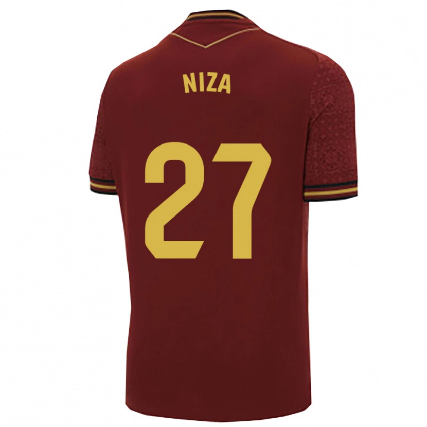 Danxen Mujer Camiseta Sergio Niza #27 Burdeos Oro 2ª Equipación 2025/26 La Camisa México