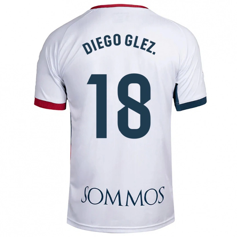 Danxen Mujer Camiseta Diego González #18 Blanco Rojo 2ª Equipación 2025/26 La Camisa México