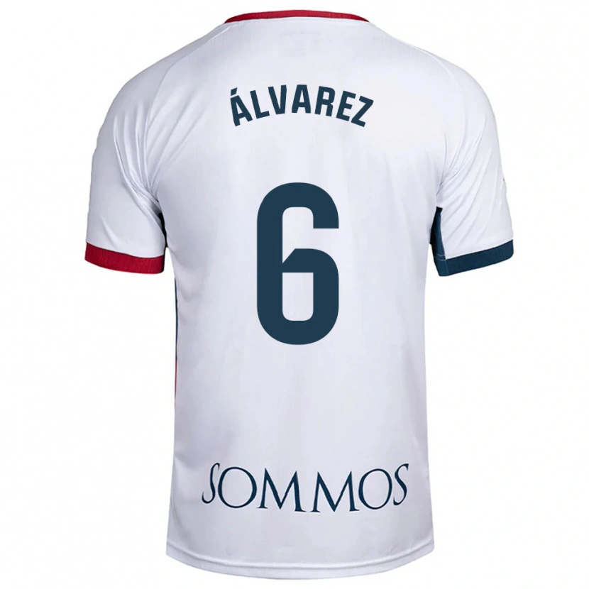 Danxen Mujer Camiseta Jesús Álvarez #6 Blanco Rojo 2ª Equipación 2025/26 La Camisa México