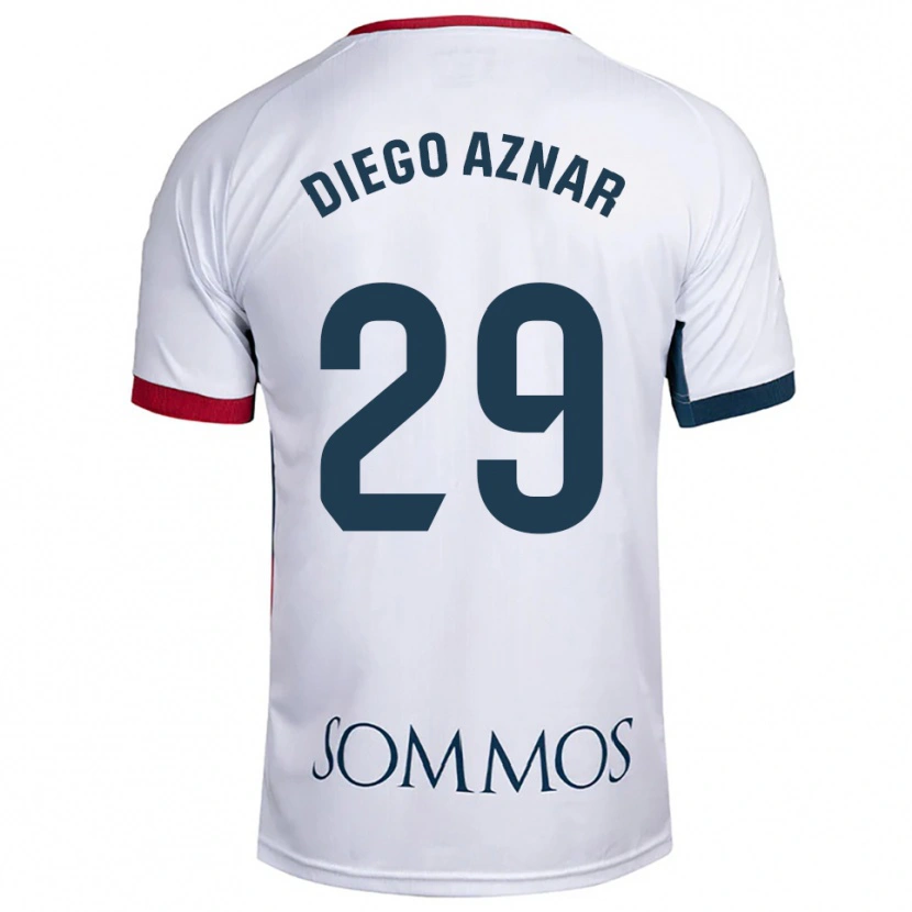 Danxen Mujer Camiseta Diego Aznar #29 Blanco Rojo 2ª Equipación 2025/26 La Camisa México