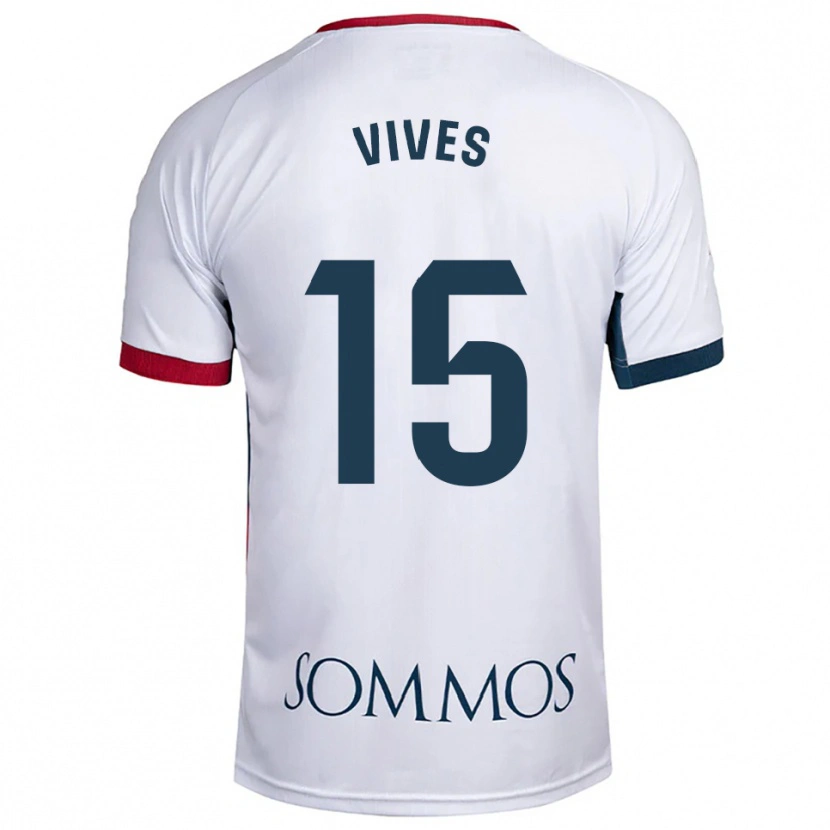 Danxen Mujer Camiseta Helena Vives #15 Blanco Rojo 2ª Equipación 2025/26 La Camisa México