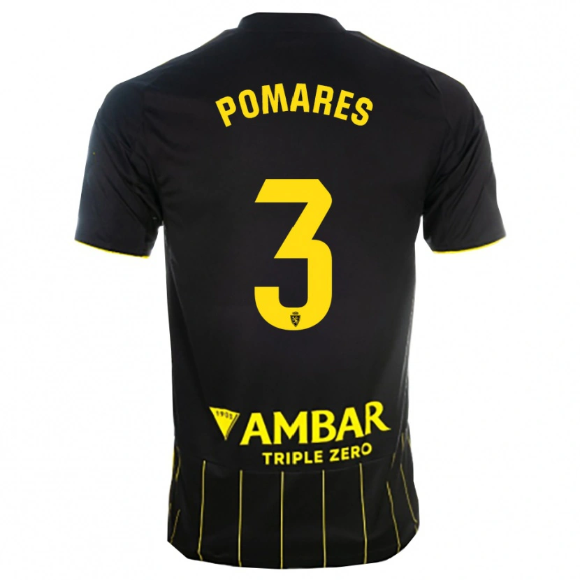 Danxen Mujer Camiseta Carlos Pomares #3 Negro Amarillo 2ª Equipación 2025/26 La Camisa México
