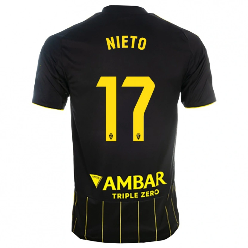 Danxen Mujer Camiseta Carlos Nieto #17 Negro Amarillo 2ª Equipación 2025/26 La Camisa México