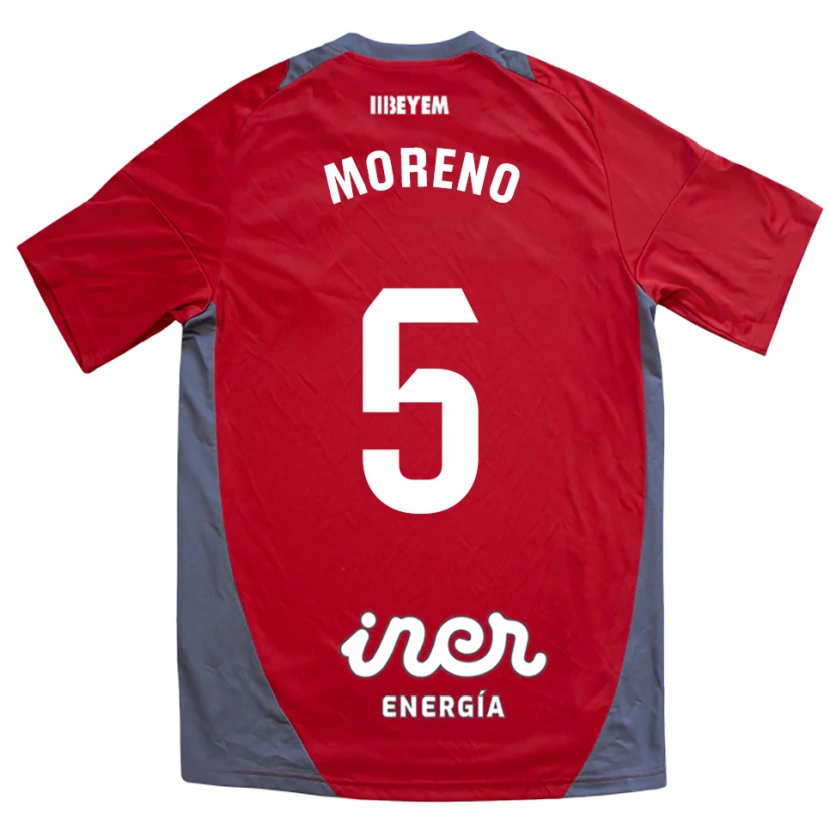 Danxen Mujer Camiseta Javi Moreno #5 Rojo Gris 2ª Equipación 2025/26 La Camisa México
