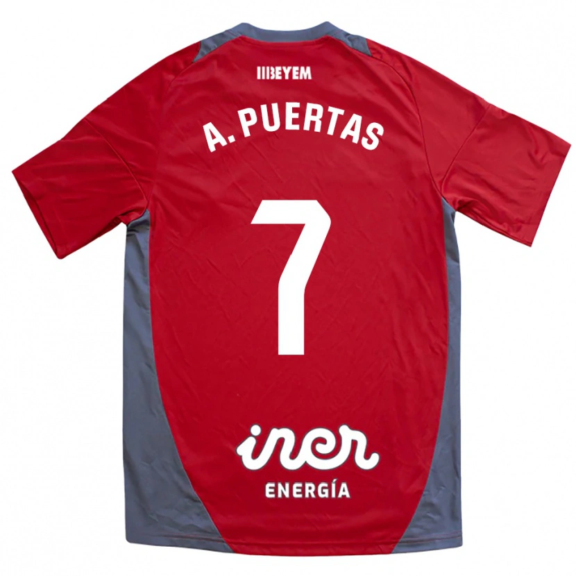 Danxen Mujer Camiseta Antonio Puertas #7 Rojo Gris 2ª Equipación 2025/26 La Camisa México