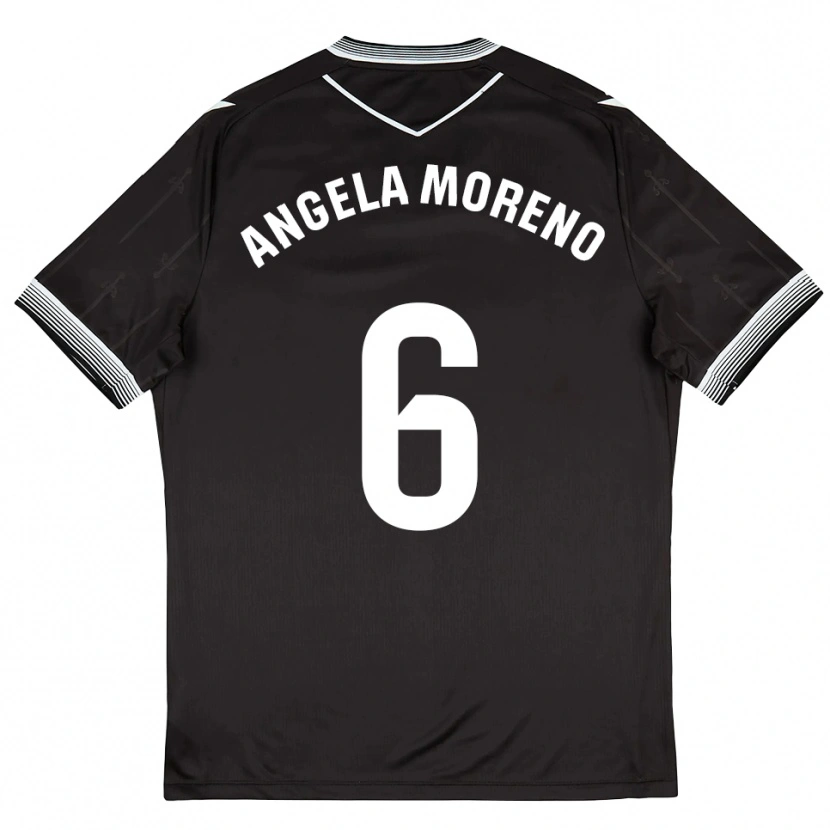 Danxen Mujer Camiseta Angela Moreno #6 Negro Blanco 2ª Equipación 2025/26 La Camisa México