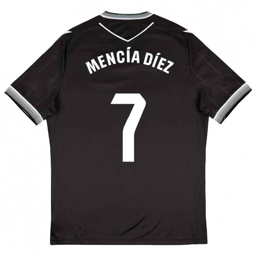 Danxen Mujer Camiseta Mencía Díez #7 Negro Blanco 2ª Equipación 2025/26 La Camisa México