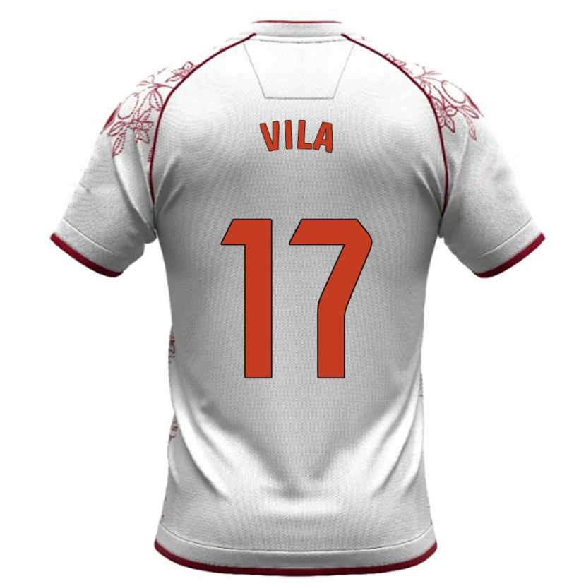 Danxen Mujer Camiseta Manu Vila #17 Blanco Burdeos 2ª Equipación 2025/26 La Camisa México