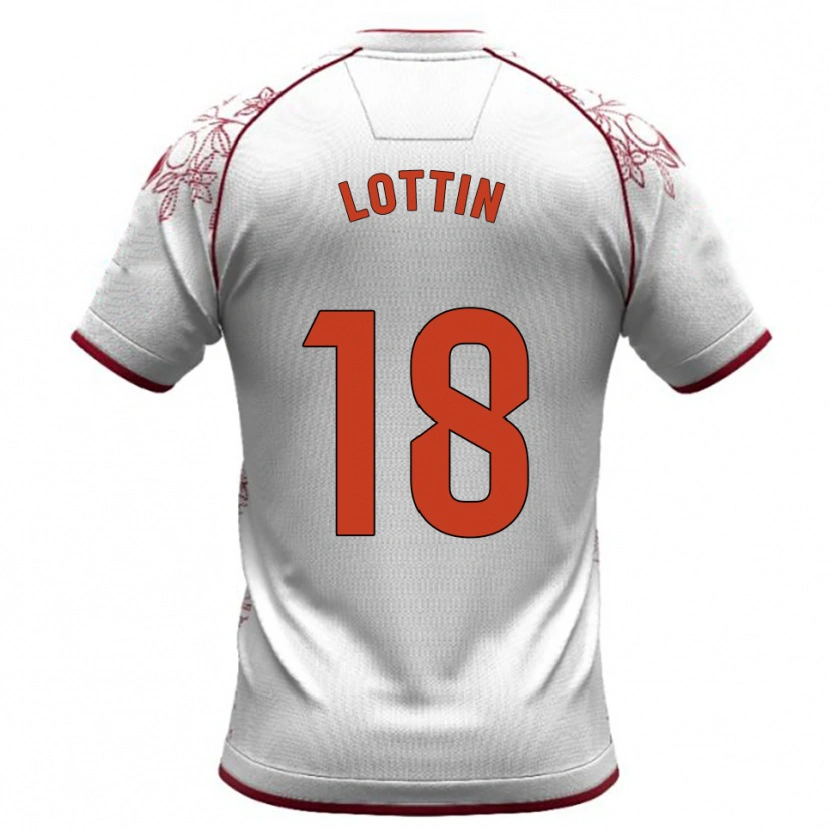 Danxen Mujer Camiseta Albert Lottin #18 Blanco Burdeos 2ª Equipación 2025/26 La Camisa México