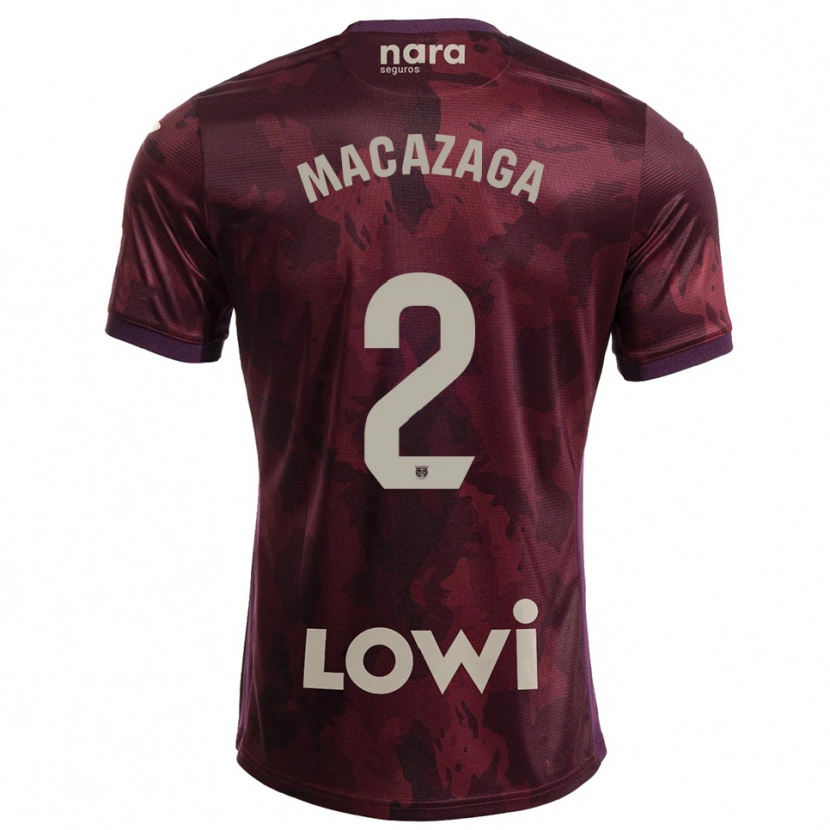 Danxen Mujer Camiseta Lucas Macazaga #2 Burdeos Blanco 2ª Equipación 2025/26 La Camisa México