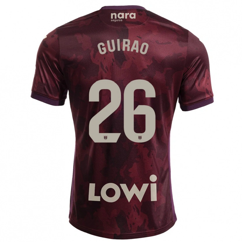 Danxen Mujer Camiseta Carlos Guirao #26 Burdeos Blanco 2ª Equipación 2025/26 La Camisa México