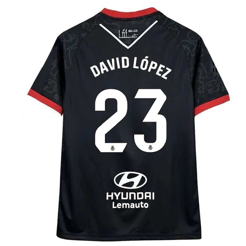 Danxen Mujer Camiseta David López #23 Negro Rojo 2ª Equipación 2025/26 La Camisa México