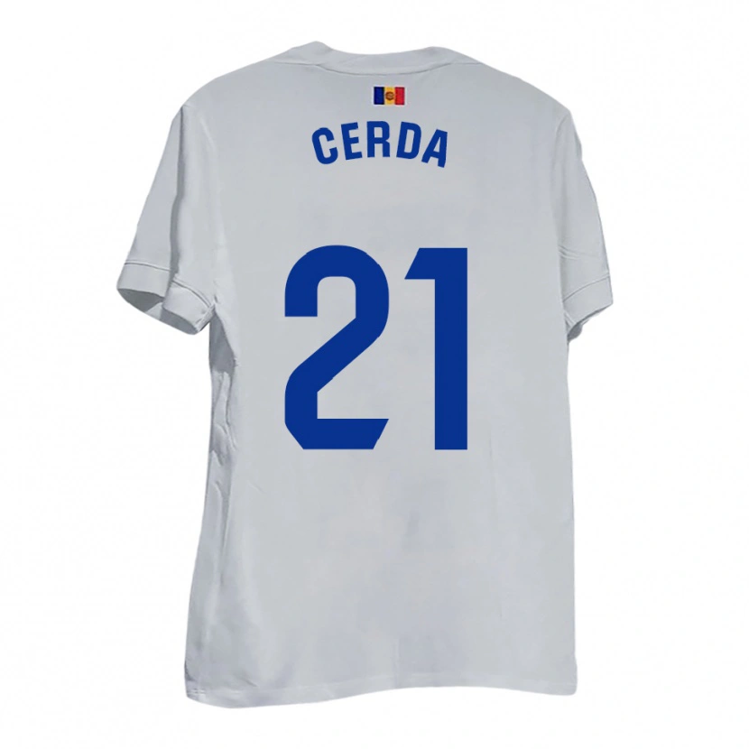 Danxen Mujer Camiseta Josep Cerdà #21 Blanco Amarillo Azul 2ª Equipación 2025/26 La Camisa México