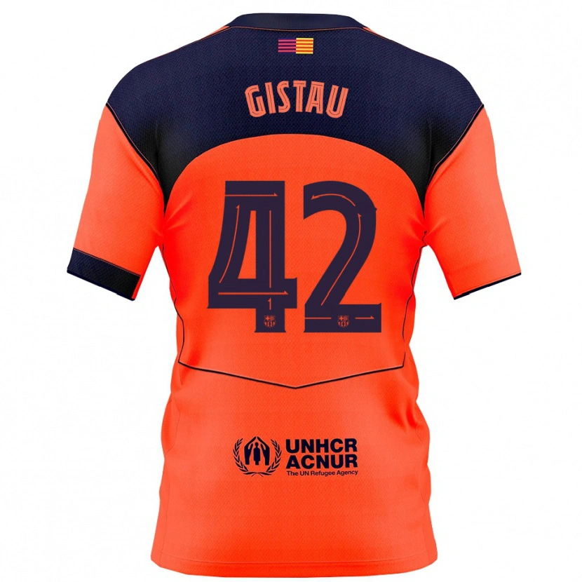 Danxen Mujer Camiseta Òscar Gistau #42 Naranja Marino Equipación Tercera 2025/26 La Camisa México