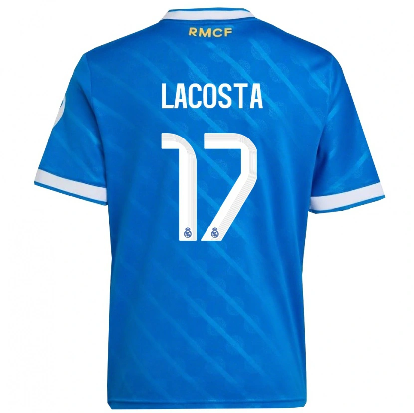 Danxen Mujer Camiseta Diego Lacosta #17 Azul Blanco Equipación Tercera 2025/26 La Camisa México