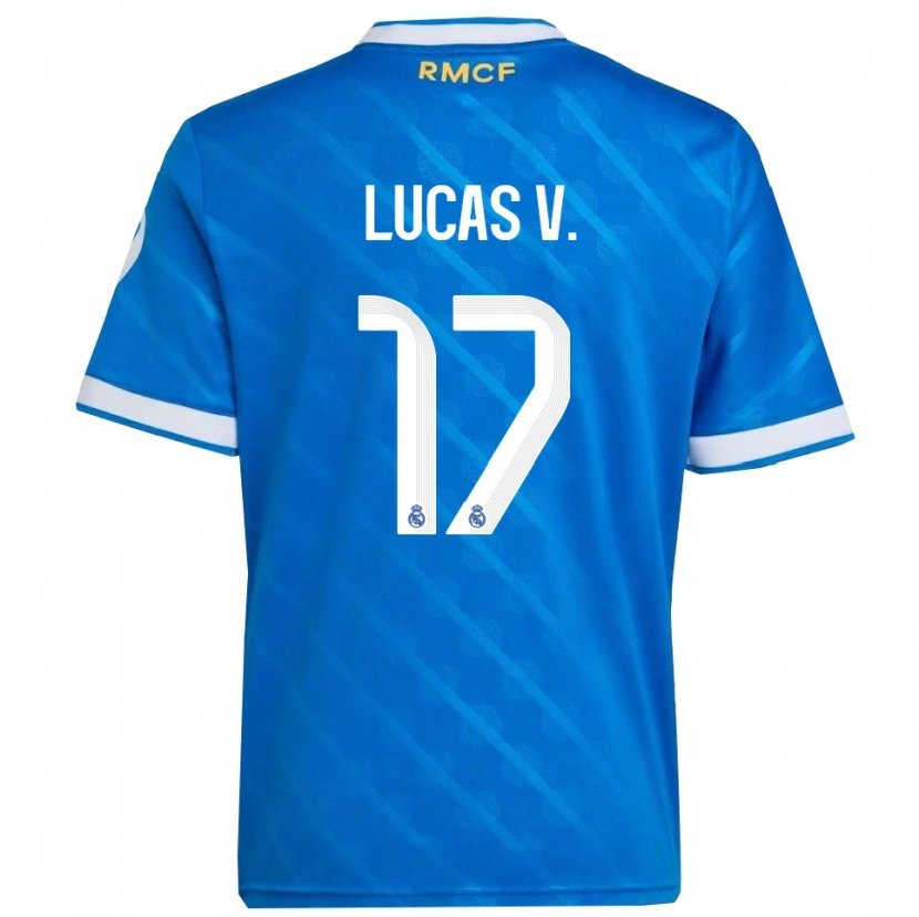 Danxen Mujer Camiseta Lucas Vazquez #17 Azul Blanco Equipación Tercera 2025/26 La Camisa México