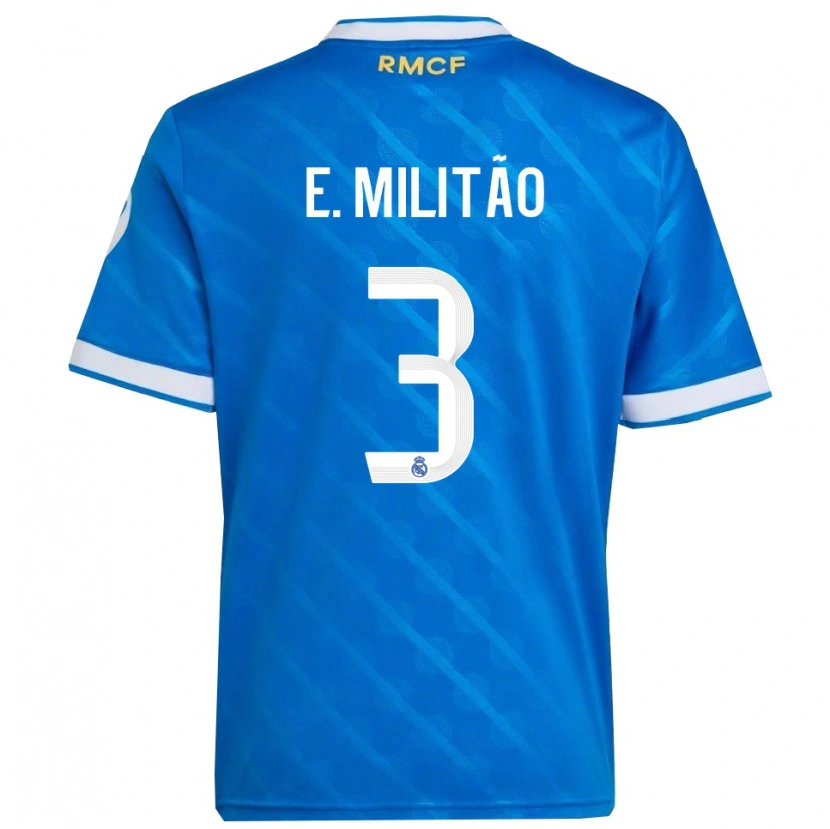 Danxen Mujer Camiseta Éder Militão #3 Azul Blanco Equipación Tercera 2025/26 La Camisa México